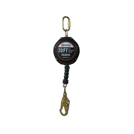 Starke Self-Retracting Lanyard, 20 ft, 310 lb Weight Capacity, Black SRLWR-20